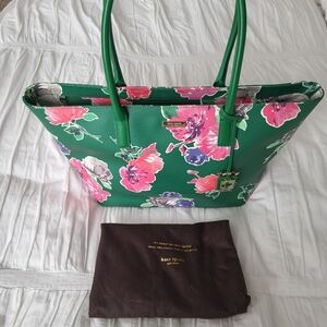 Kate Spade Grant Street Grainy Vinyl Adaira Sprout Green Spring Bloom Floral Bag